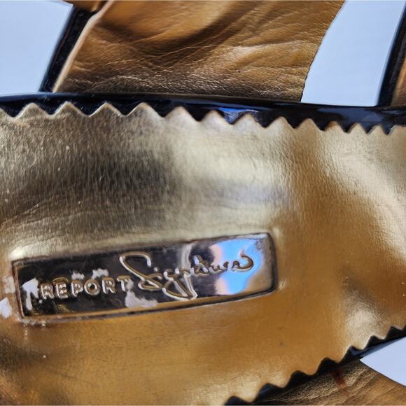 Report Signature Black Platform Heels Cutouts Buckle Closure Women's Size 8 - Picture 7 of 9